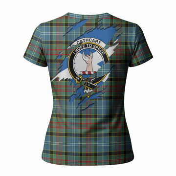 Cathcart Clan Crest In Me Tartan Women T shirt Scotland Flag Style