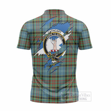 Cathcart Clan Crest In Me Tartan Zipper Polo Shirt Scotland Flag Style