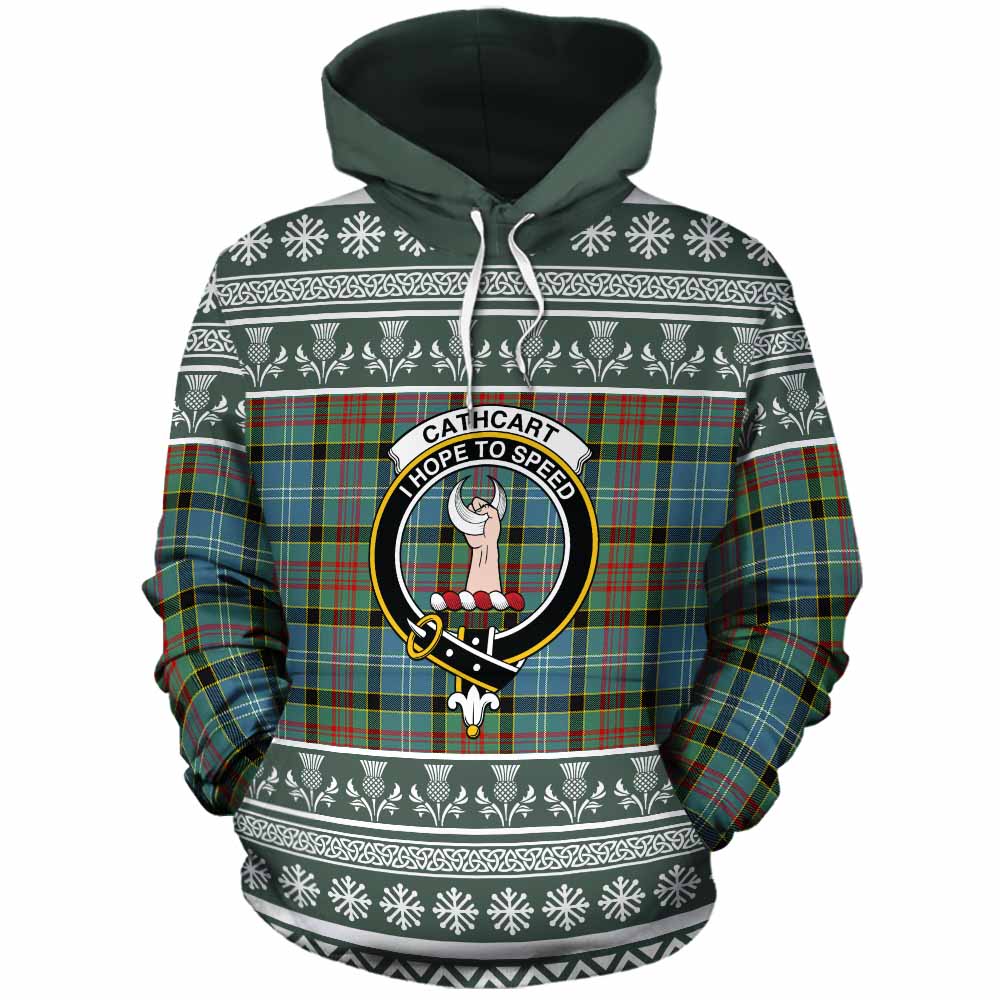 Cathcart Clan Tartan Christmas Cotton Hoodie with Family Crest - Tartan Vibes Clothing