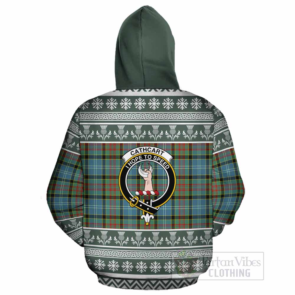Cathcart Clan Tartan Christmas Cotton Hoodie with Family Crest - Tartan Vibes Clothing