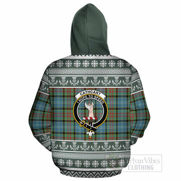 Cathcart Clan Tartan Christmas Cotton Hoodie with Family Crest