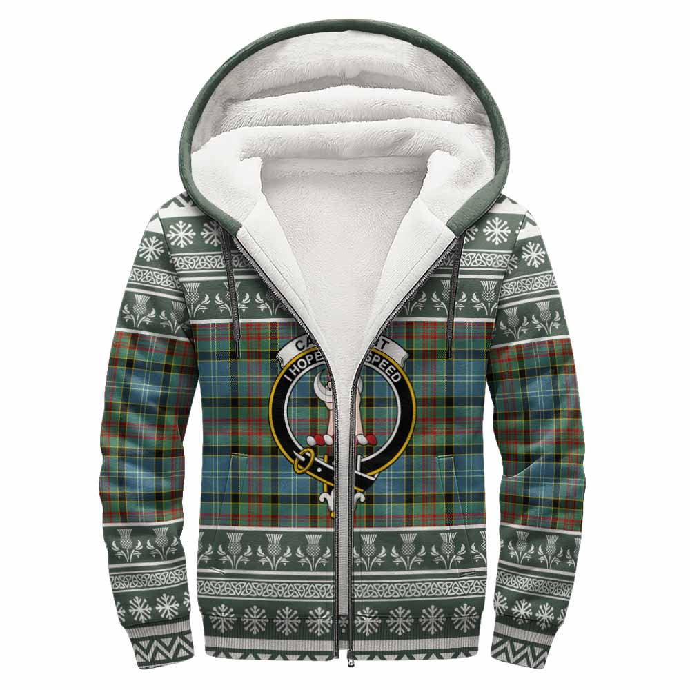 Cathcart Clan Tartan Christmas Fleece Hoodie with Family Crest - Tartan Vibes Clothing