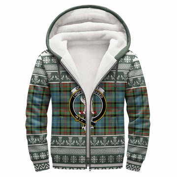 Cathcart Clan Tartan Christmas Fleece Hoodie with Family Crest