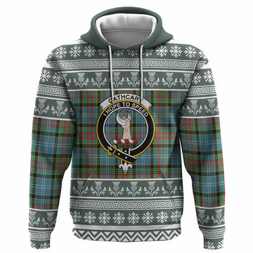 Cathcart Clan Tartan Christmas Hoodie with Family Crest