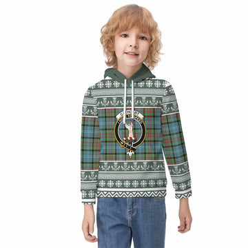 Cathcart Clan Tartan Christmas Kid Hoodie with Family Crest