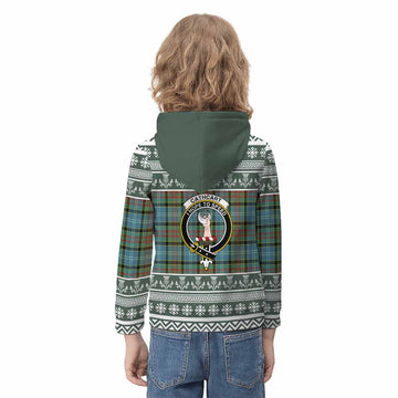Cathcart Clan Tartan Christmas Kid Hoodie with Family Crest