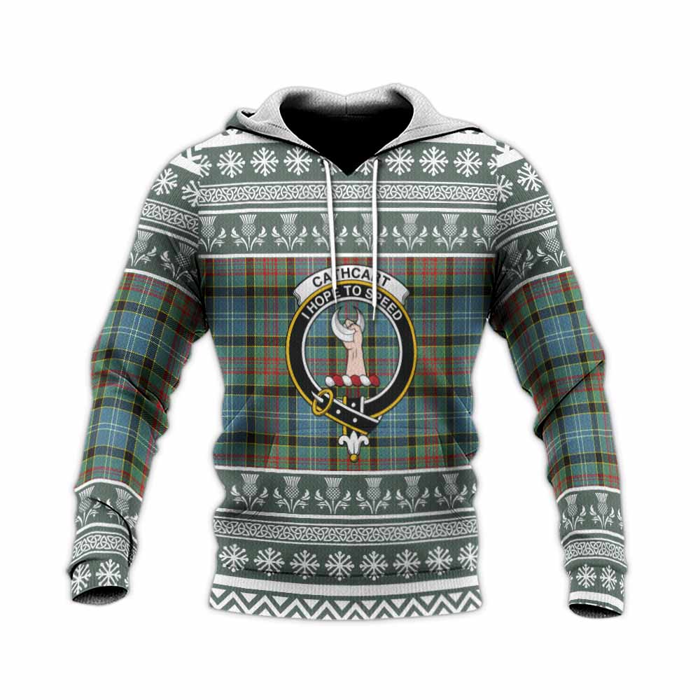 Cathcart Clan Tartan Christmas Knitted Hoodie with Family Crest - Tartan Vibes Clothing