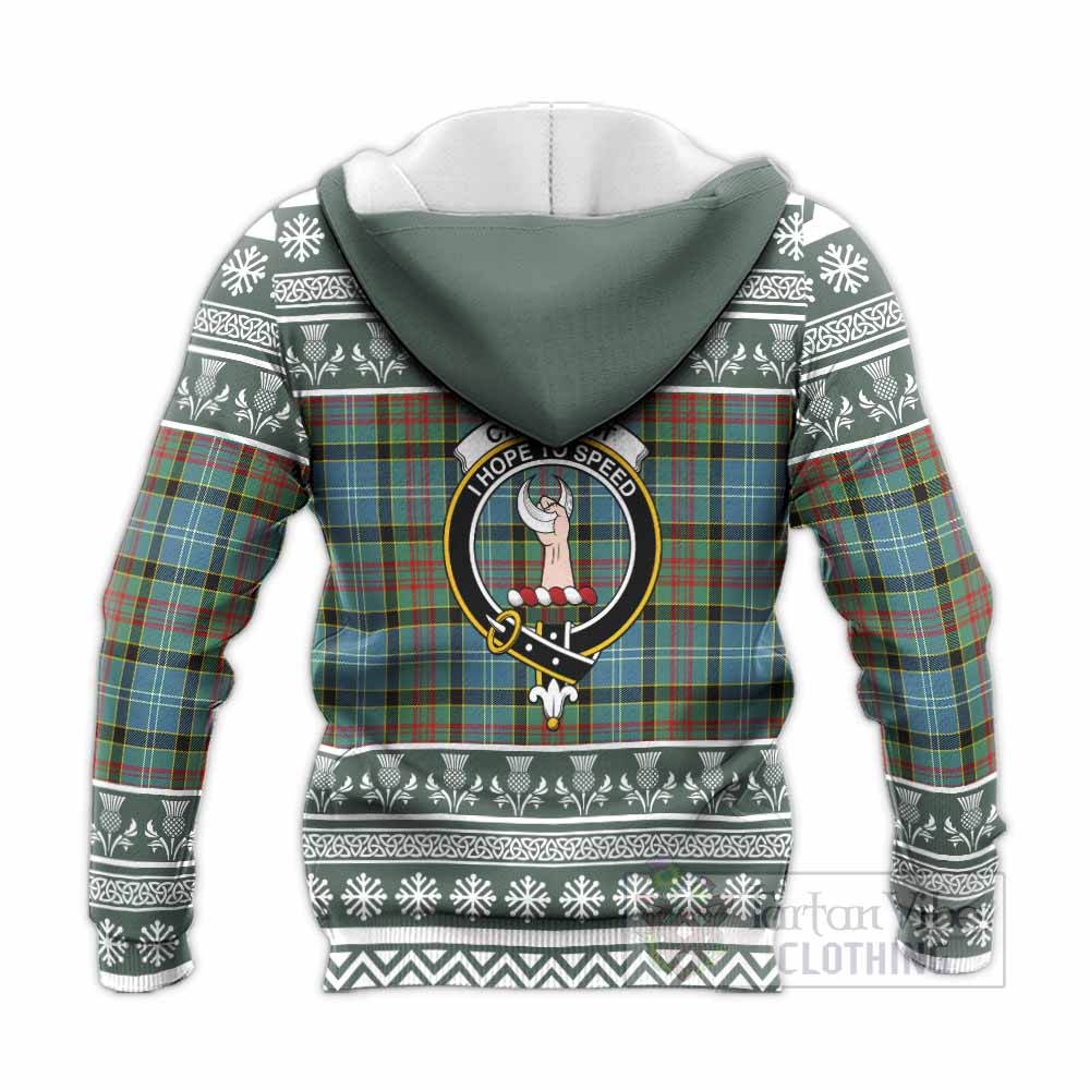 Cathcart Clan Tartan Christmas Knitted Hoodie with Family Crest - Tartan Vibes Clothing