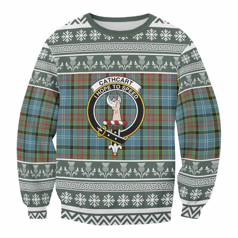 Cathcart Clan Tartan Christmas Sweatshirt with Family Crest - Tartan Vibes Clothing