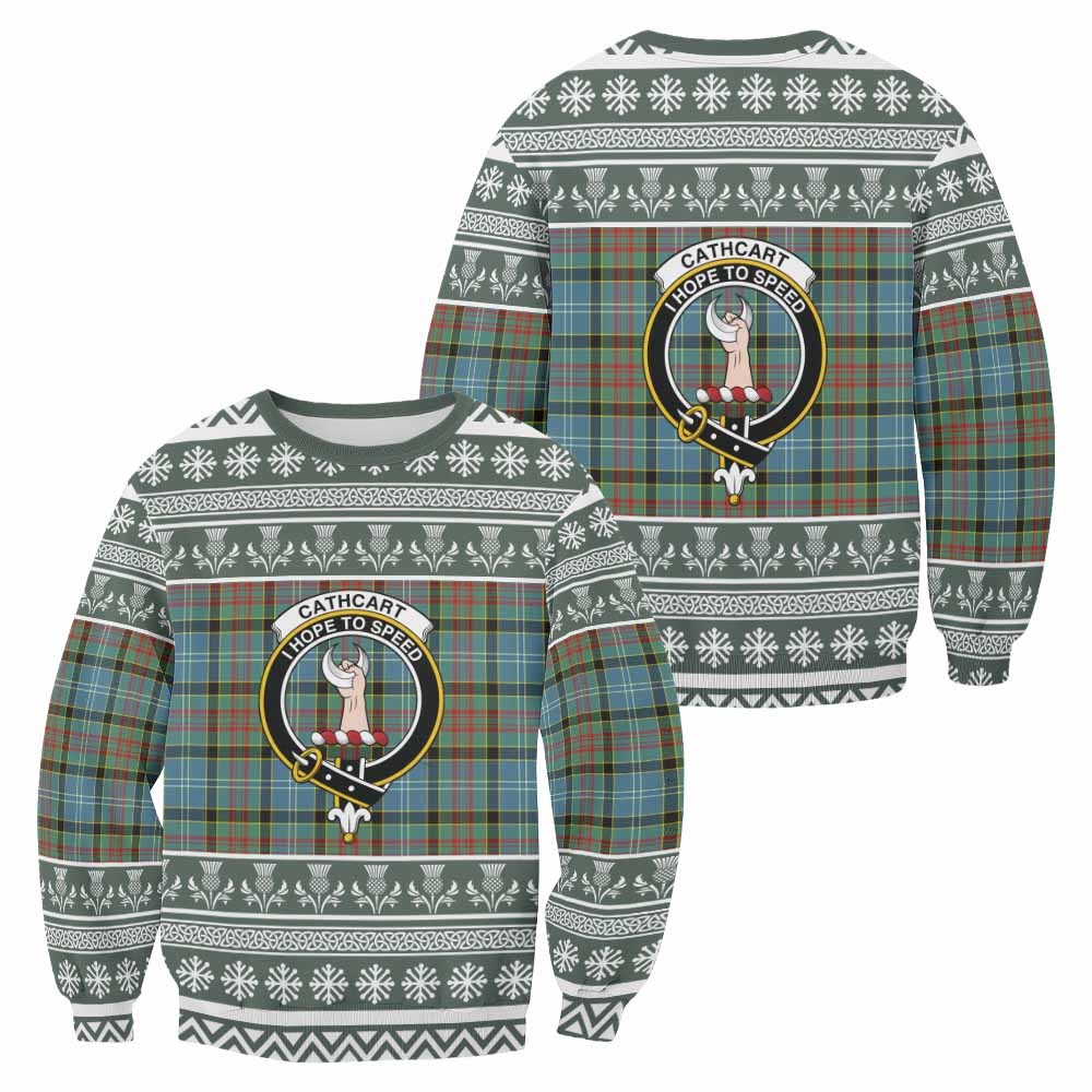 Cathcart Clan Tartan Christmas Sweatshirt with Family Crest - Tartan Vibes Clothing