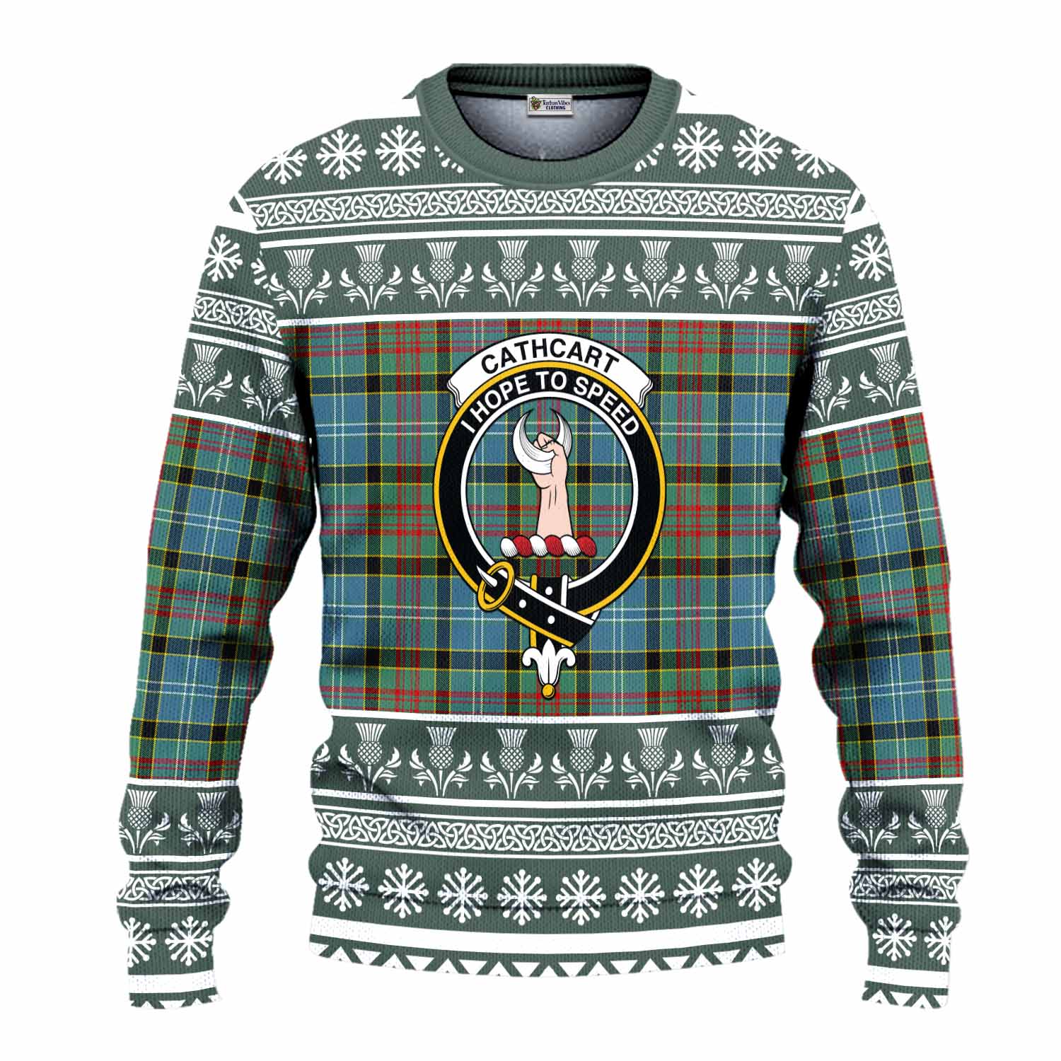 Cathcart Clan Tartan Christmas Ugly Sweater with Family Crest - Tartan Vibes Clothing