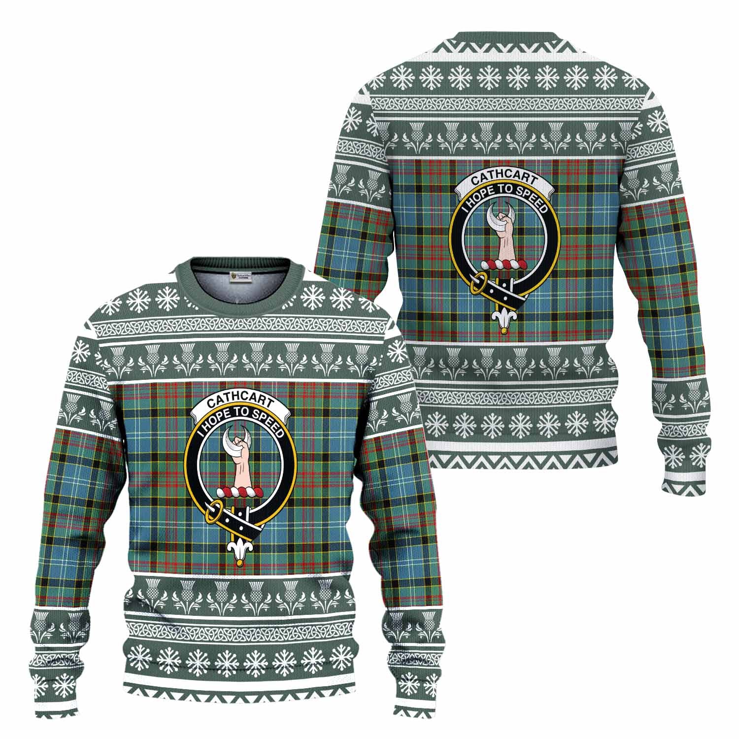 Cathcart Clan Tartan Christmas Ugly Sweater with Family Crest - Tartan Vibes Clothing