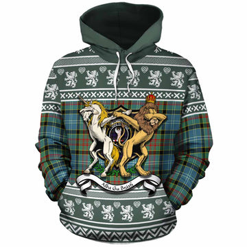 Cathcart Clan Tartan Crest Christmas Cotton Hoodie Coat of Arms Funny Style