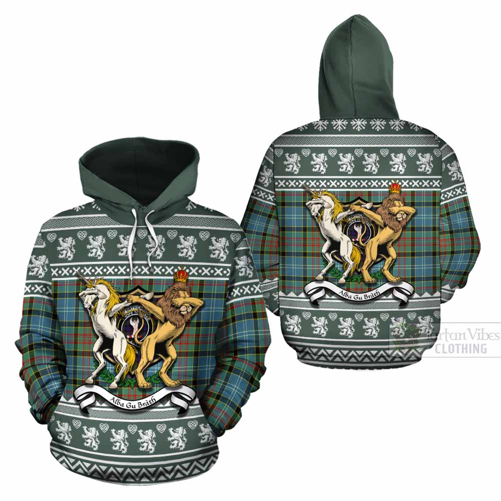 Cathcart Clan Tartan Crest Christmas Cotton Hoodie Coat of Arms Funny Style - Tartan Vibes Clothing