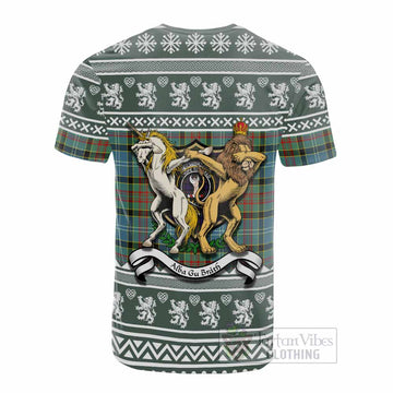 Cathcart Clan Tartan Crest Christmas Cotton T-shirt Coat of Arms Funny Style - Tartan Vibes Clothing