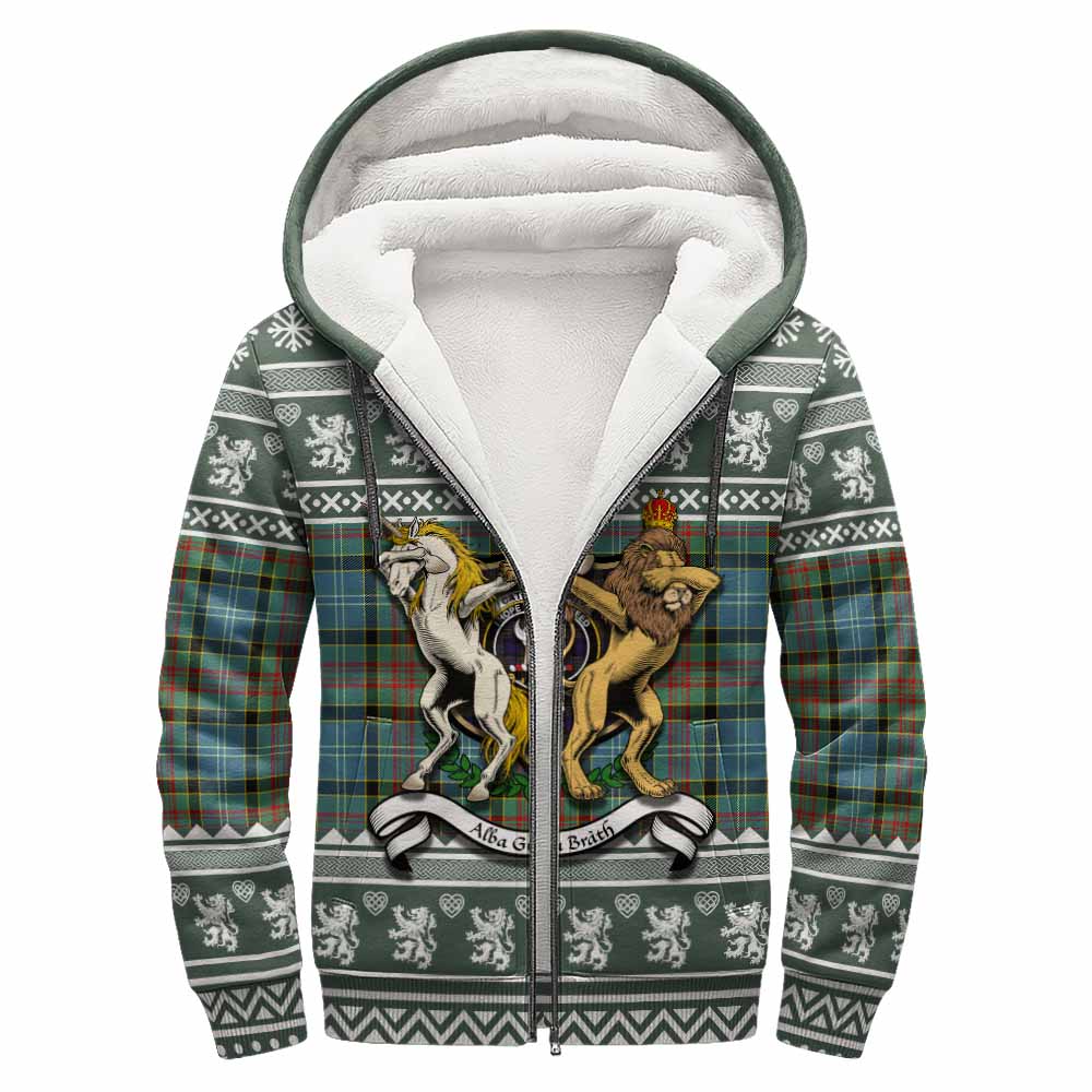 Cathcart Clan Tartan Crest Christmas Fleece Hoodie Coat of Arms Funny Style - Tartan Vibes Clothing