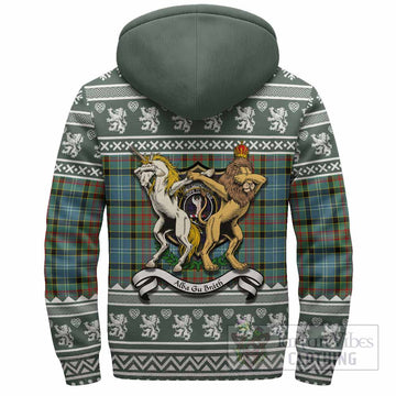 Cathcart Clan Tartan Crest Christmas Fleece Hoodie Coat of Arms Funny Style