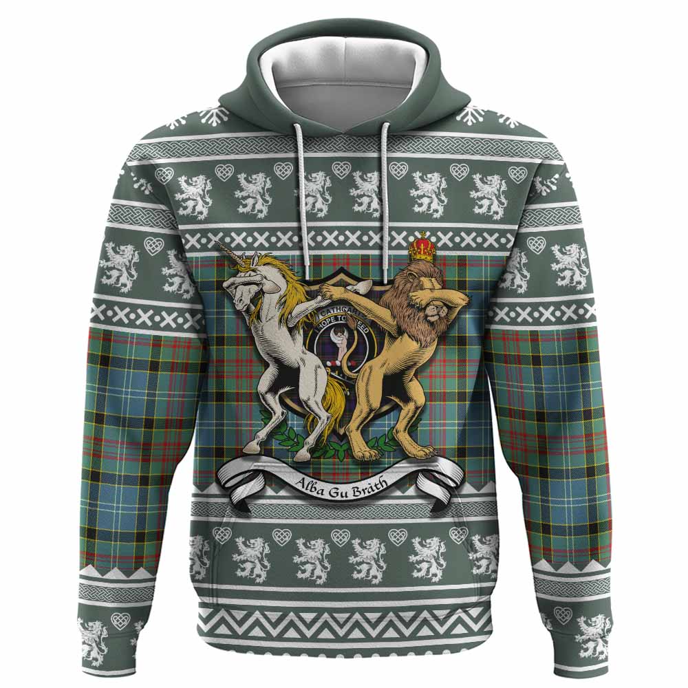 Cathcart Clan Tartan Crest Christmas Hoodie Coat of Arms Funny Style - Tartan Vibes Clothing