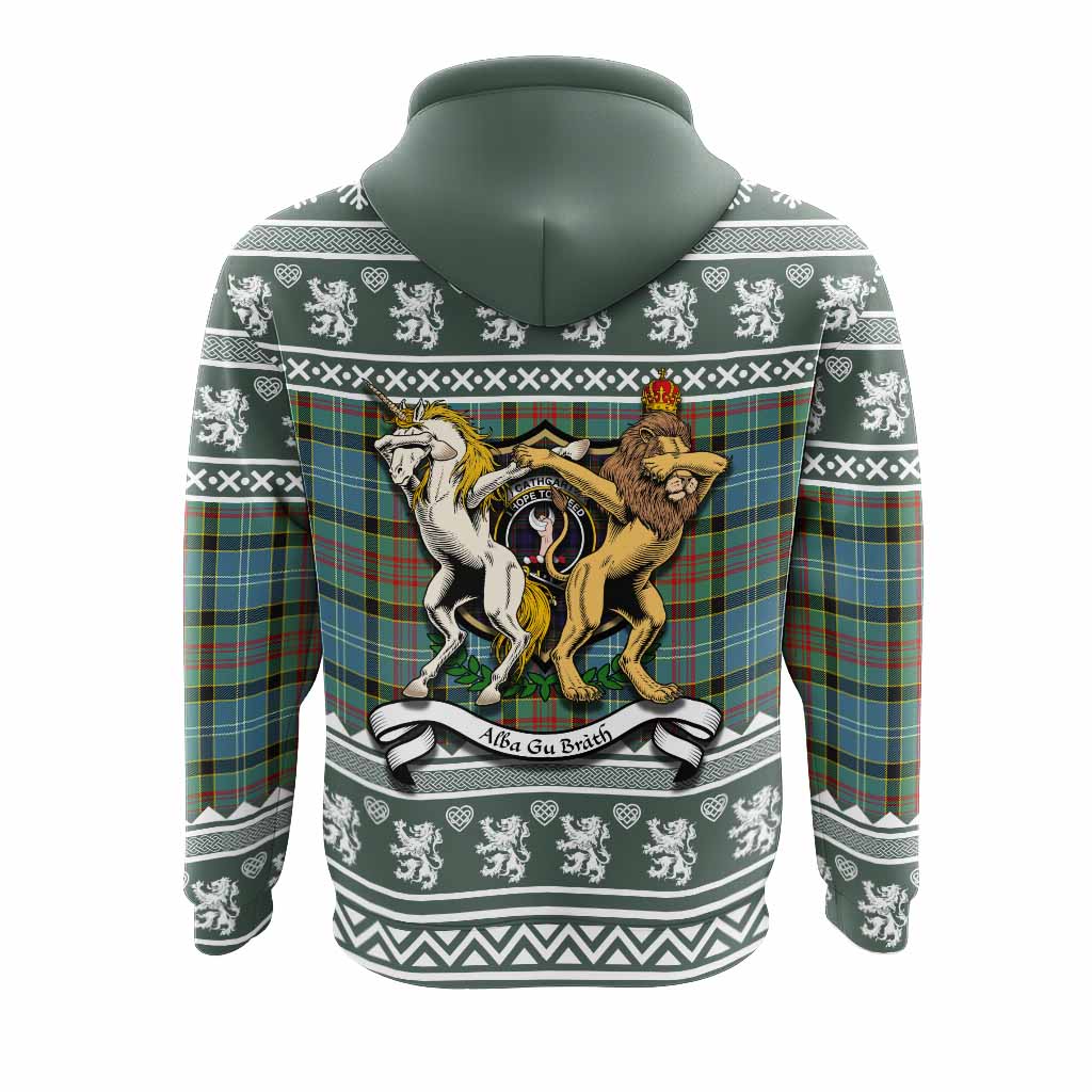 Cathcart Clan Tartan Crest Christmas Hoodie Coat of Arms Funny Style - Tartan Vibes Clothing