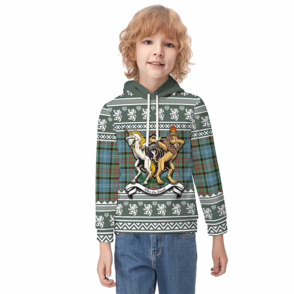 Cathcart Clan Tartan Crest Christmas Kid Hoodie Coat of Arms Funny Style - Tartan Vibes Clothing
