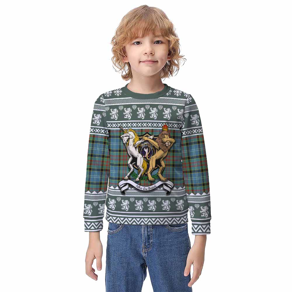 Cathcart Clan Tartan Crest Christmas Kid Ugly Sweatshirt Coat of Arms Funny Style - Tartan Vibes Clothing
