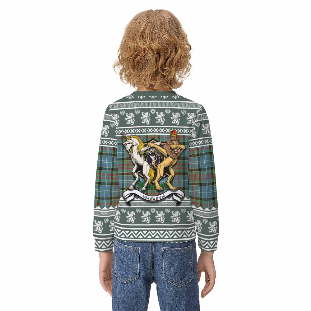 Cathcart Clan Tartan Crest Christmas Kid Ugly Sweatshirt Coat of Arms Funny Style - Tartan Vibes Clothing