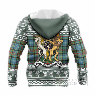 Cathcart Clan Tartan Crest Christmas Knitted Hoodie Coat of Arms Funny Style