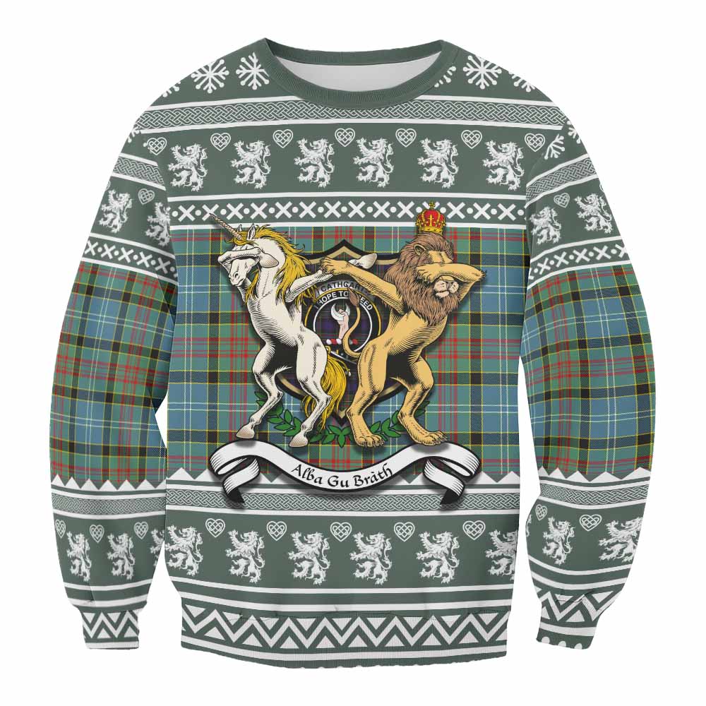 Cathcart Clan Tartan Crest Christmas Sweatshirt Coat of Arms Funny Style - Tartan Vibes Clothing