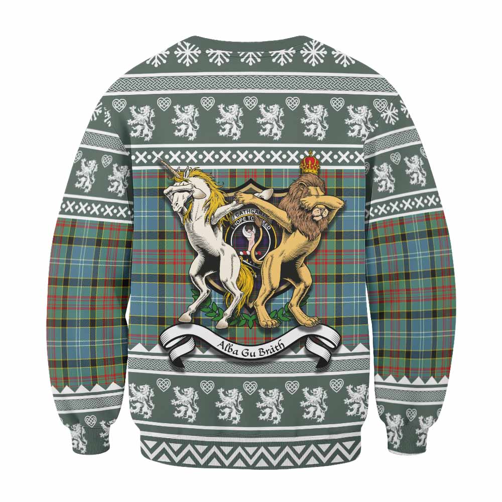 Cathcart Clan Tartan Crest Christmas Sweatshirt Coat of Arms Funny Style - Tartan Vibes Clothing