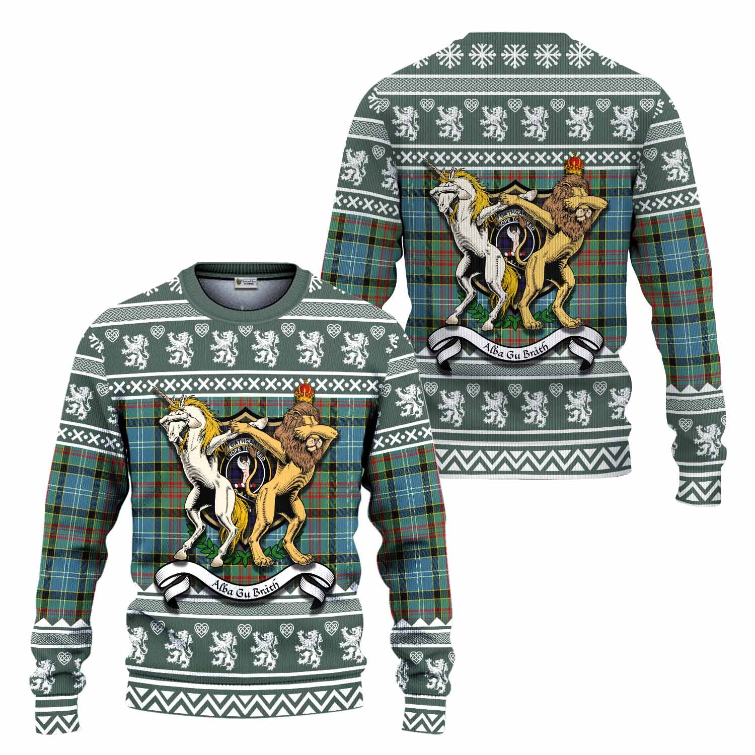 Cathcart Clan Tartan Crest Christmas Ugly Sweater Coat of Arms Funny Style - Tartan Vibes Clothing