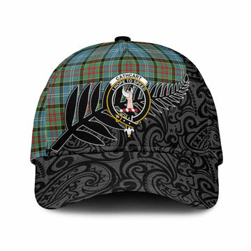 Cathcart Crest Tartan Classic Cap with New Zealand Silver Fern Half Style