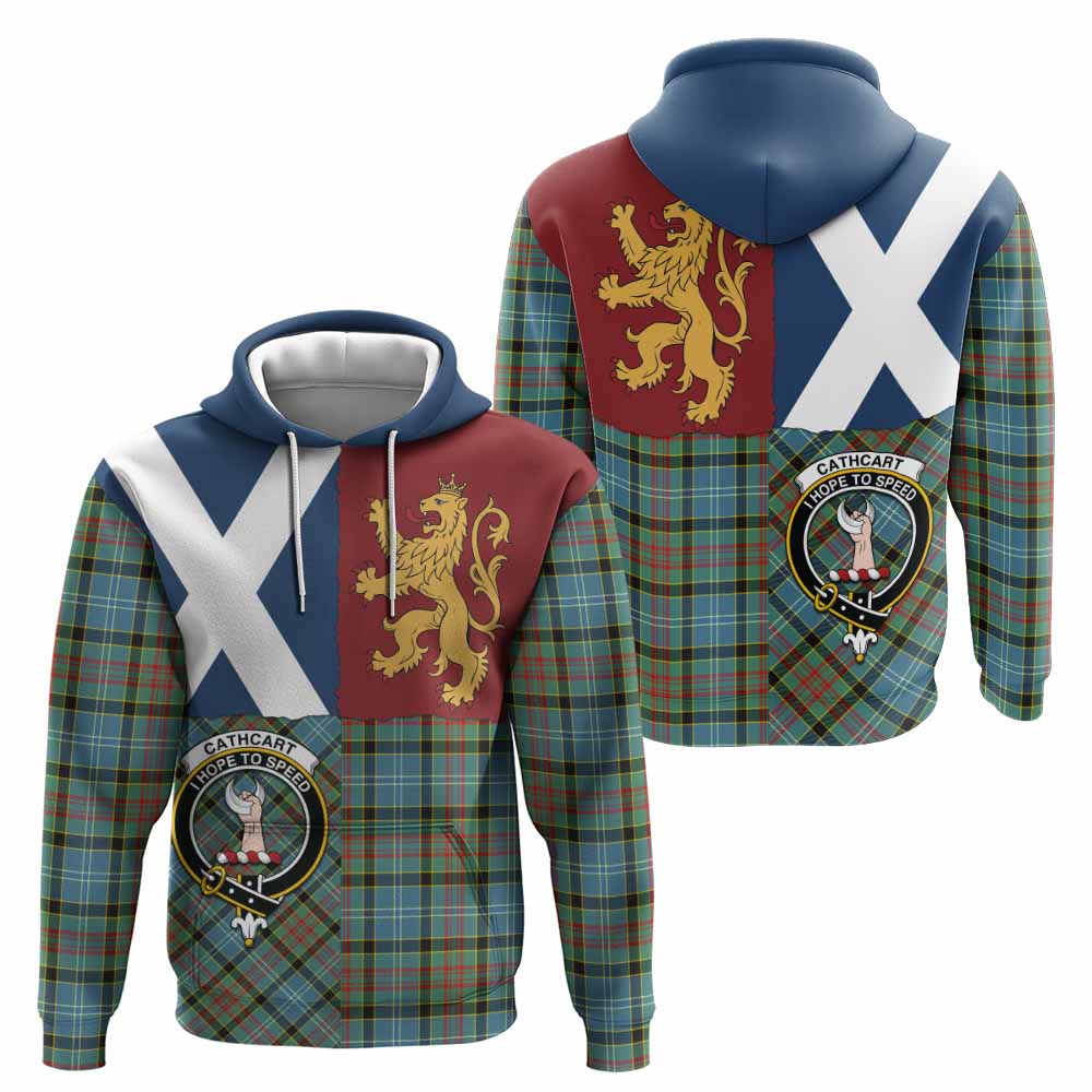 Cathcart Crest Tartan Hoodie with Lion Rampant Saltire Style