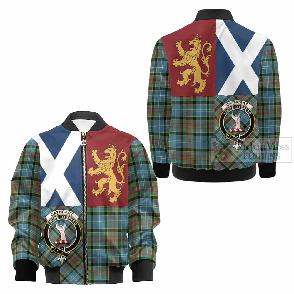 Cathcart Crest Tartan Kid Bomber Jacket with Lion Rampant Saltire Style - Tartan Vibes Clothing