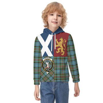 Cathcart Crest Tartan Kid Hoodie with Lion Rampant Saltire Style - Tartan Vibes Clothing