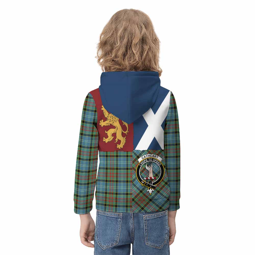 Cathcart Crest Tartan Kid Hoodie with Lion Rampant Saltire Style - Tartan Vibes Clothing