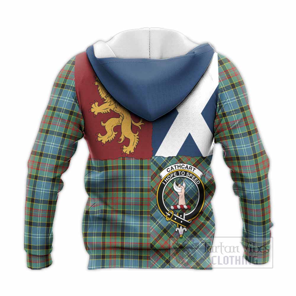 Cathcart Crest Tartan Knitted Hoodie with Lion Rampant Saltire Style