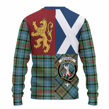 Cathcart Crest Tartan Knitted Sweater with Lion Rampant Saltire Style