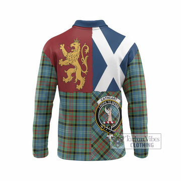 Cathcart Crest Tartan Long Sleeve Polo Shirt with Lion Rampant Saltire Style