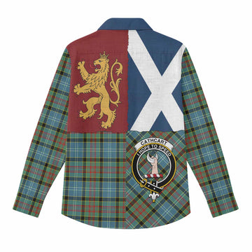 Cathcart Crest Tartan Women Casual Shirt with Lion Rampant Saltire Style