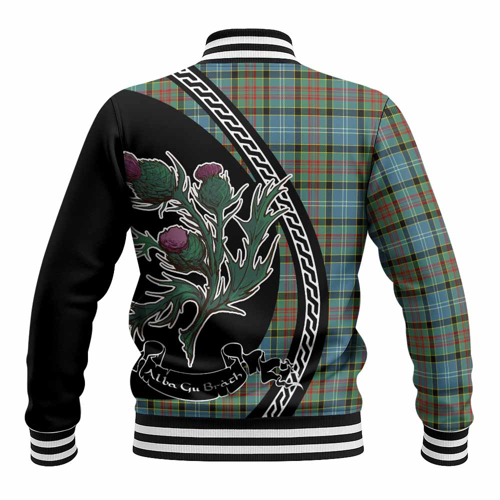 Cathcart Family Crest Tartan Baseball Jacket Alba Thistle Inspired - Tartan Vibes Clothing