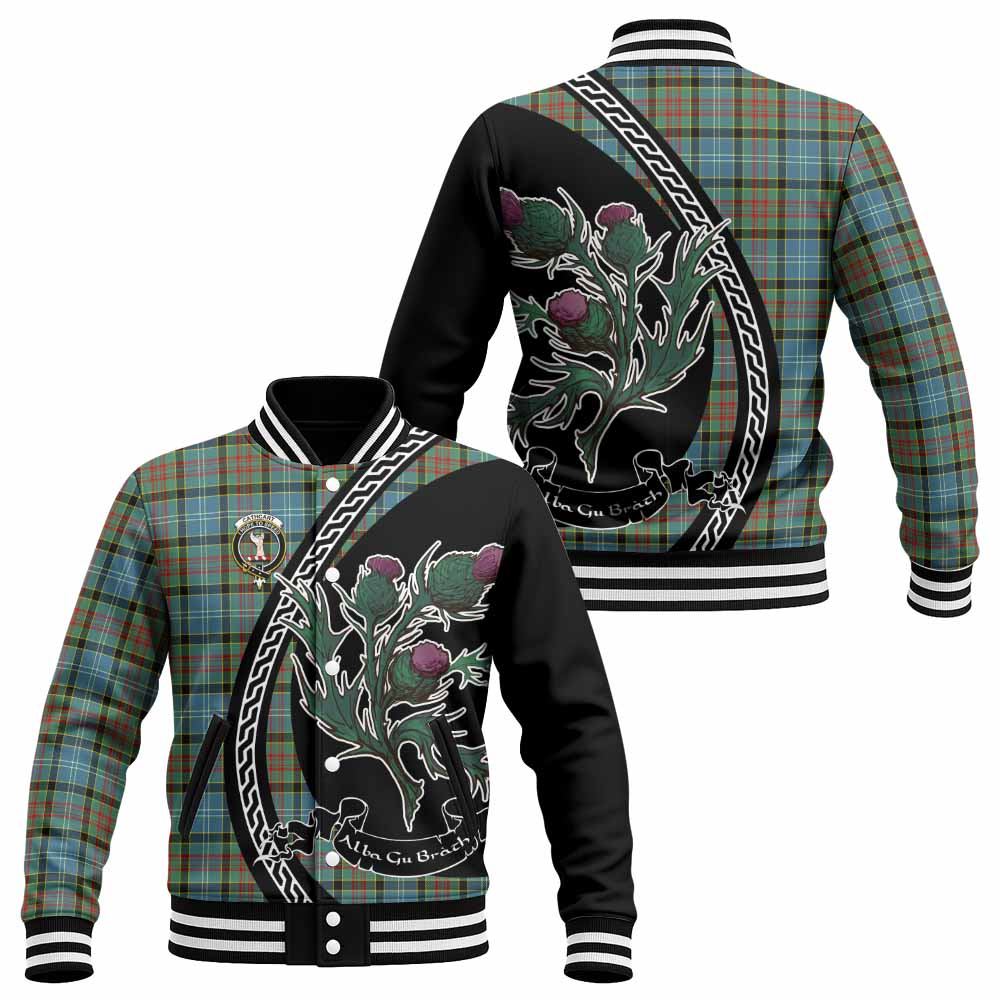 Cathcart Family Crest Tartan Baseball Jacket Alba Thistle Inspired - Tartan Vibes Clothing