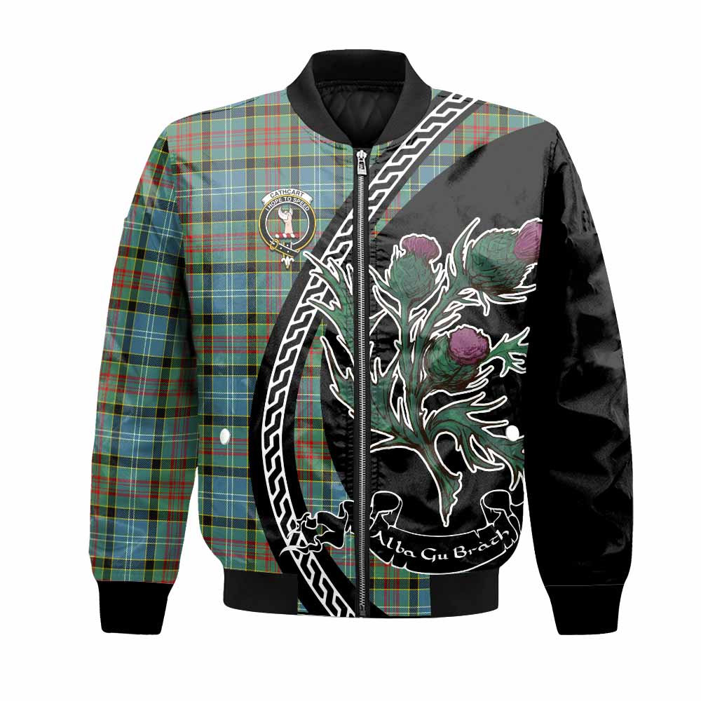 Cathcart Family Crest Tartan Bomber Jacket Alba Thistle Inspired - Tartan Vibes Clothing