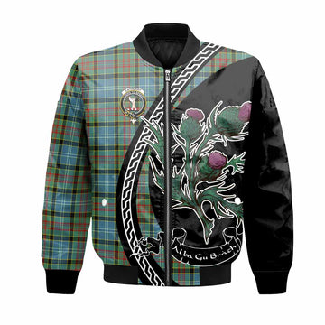 Cathcart Family Crest Tartan Bomber Jacket Alba Thistle Inspired - Tartan Vibes Clothing