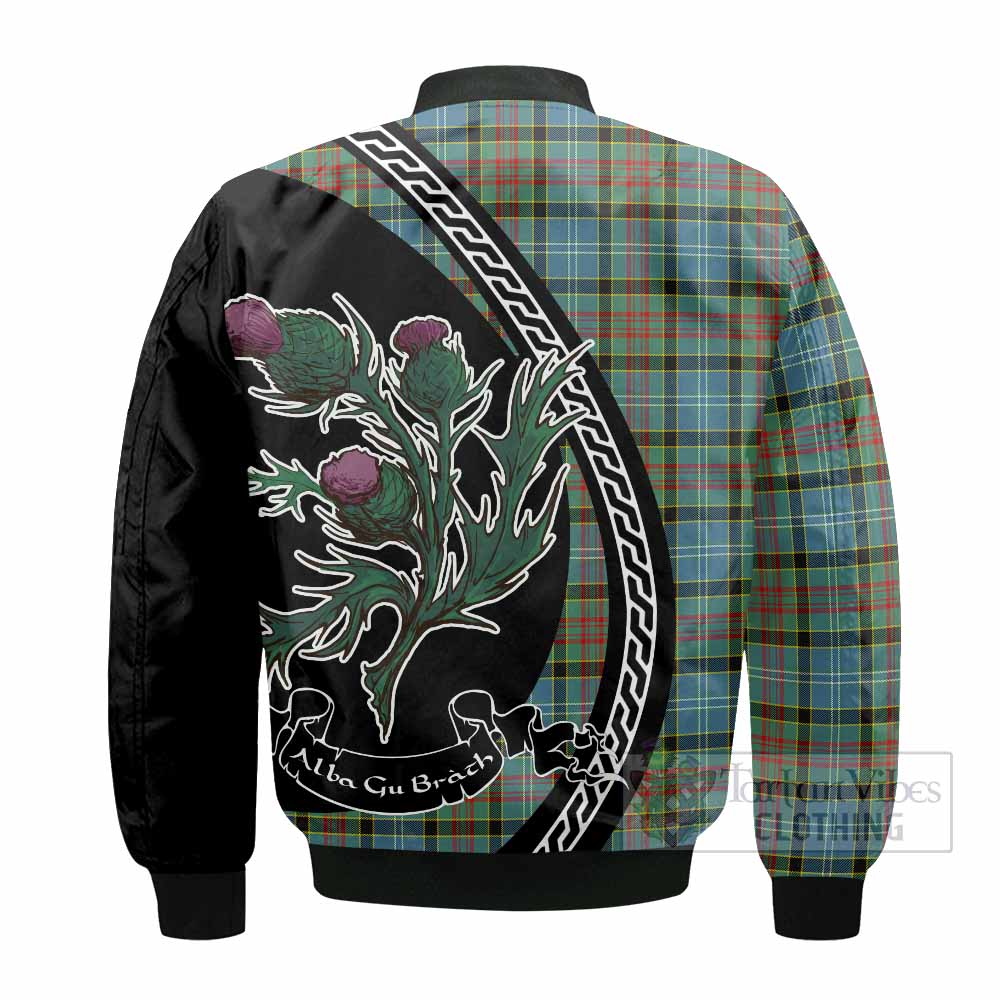 Cathcart Family Crest Tartan Bomber Jacket Alba Thistle Inspired - Tartan Vibes Clothing