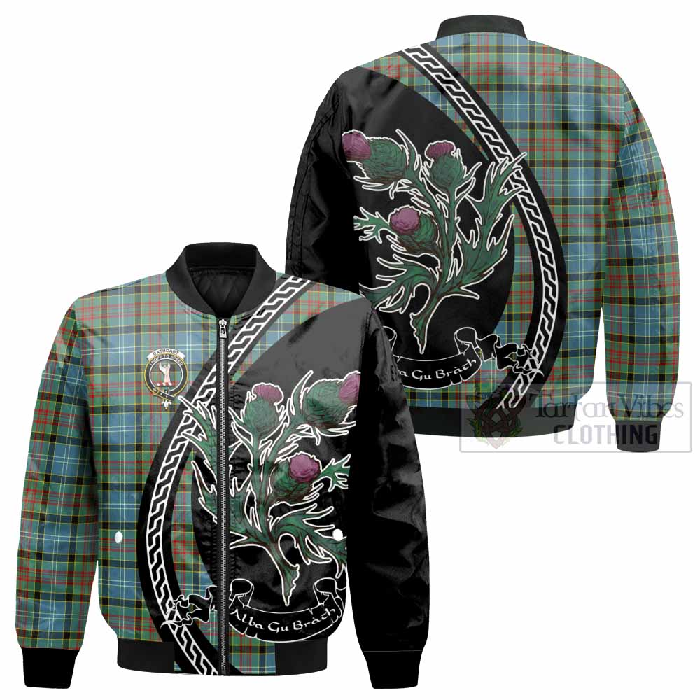 Cathcart Family Crest Tartan Bomber Jacket Alba Thistle Inspired - Tartan Vibes Clothing