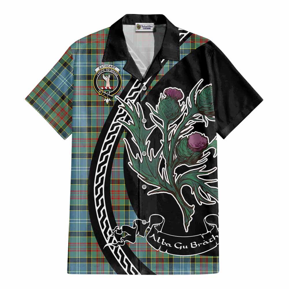 Cathcart Family Crest Tartan Cotton Hawaiian Shirt Alba Thistle Inspired - Tartan Vibes Clothing