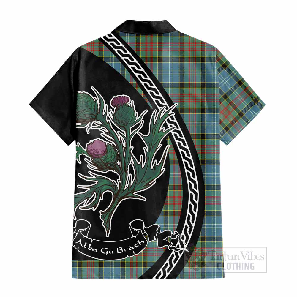 Cathcart Family Crest Tartan Cotton Hawaiian Shirt Alba Thistle Inspired - Tartan Vibes Clothing
