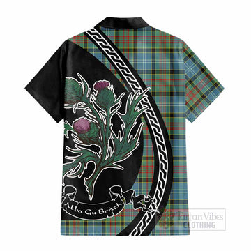 Cathcart Family Crest Tartan Cotton Hawaiian Shirt Alba Thistle Inspired - Tartan Vibes Clothing