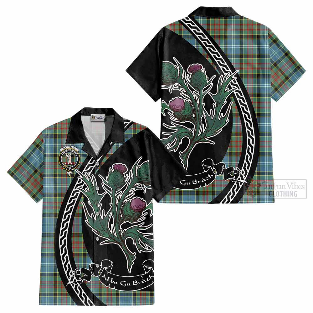 Cathcart Family Crest Tartan Cotton Hawaiian Shirt Alba Thistle Inspired - Tartan Vibes Clothing