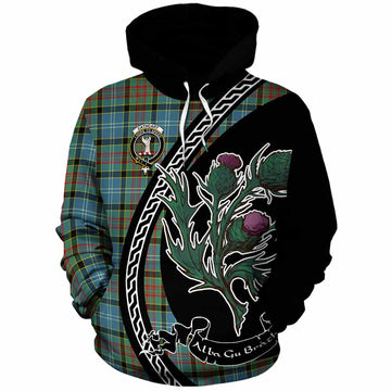 Cathcart Family Crest Tartan Cotton Hoodie Alba Thistle Inspired